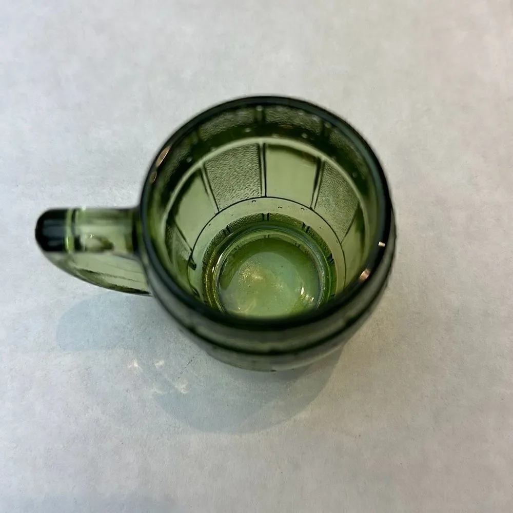 Vtg Barrel Shot Glass Toothpick Holder Mini Green MCM Keg Beer Mug